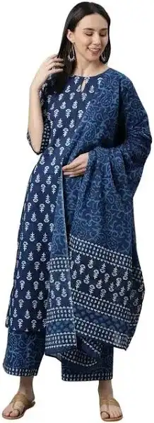 Amayra Women's Printed Straight Kurta with Palazzos and Dupatta Set